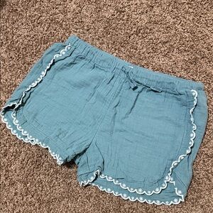 Girl's teal Embroidered Shorts